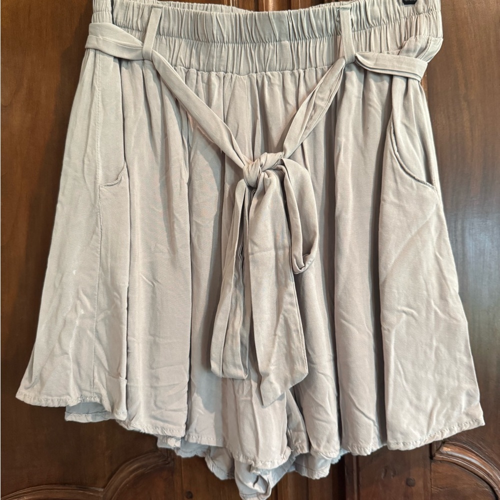 Beige Tie-Waist Shorts New without tags. Never worn
